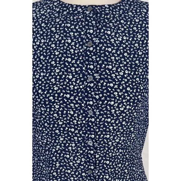 LOFT Size 8 Graden Floral Shirt Dress Button Front Short Sleeve Blue - Picture 2 of 7